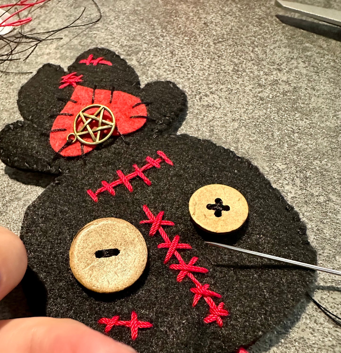 Voodoo Doll Black with Red Heart