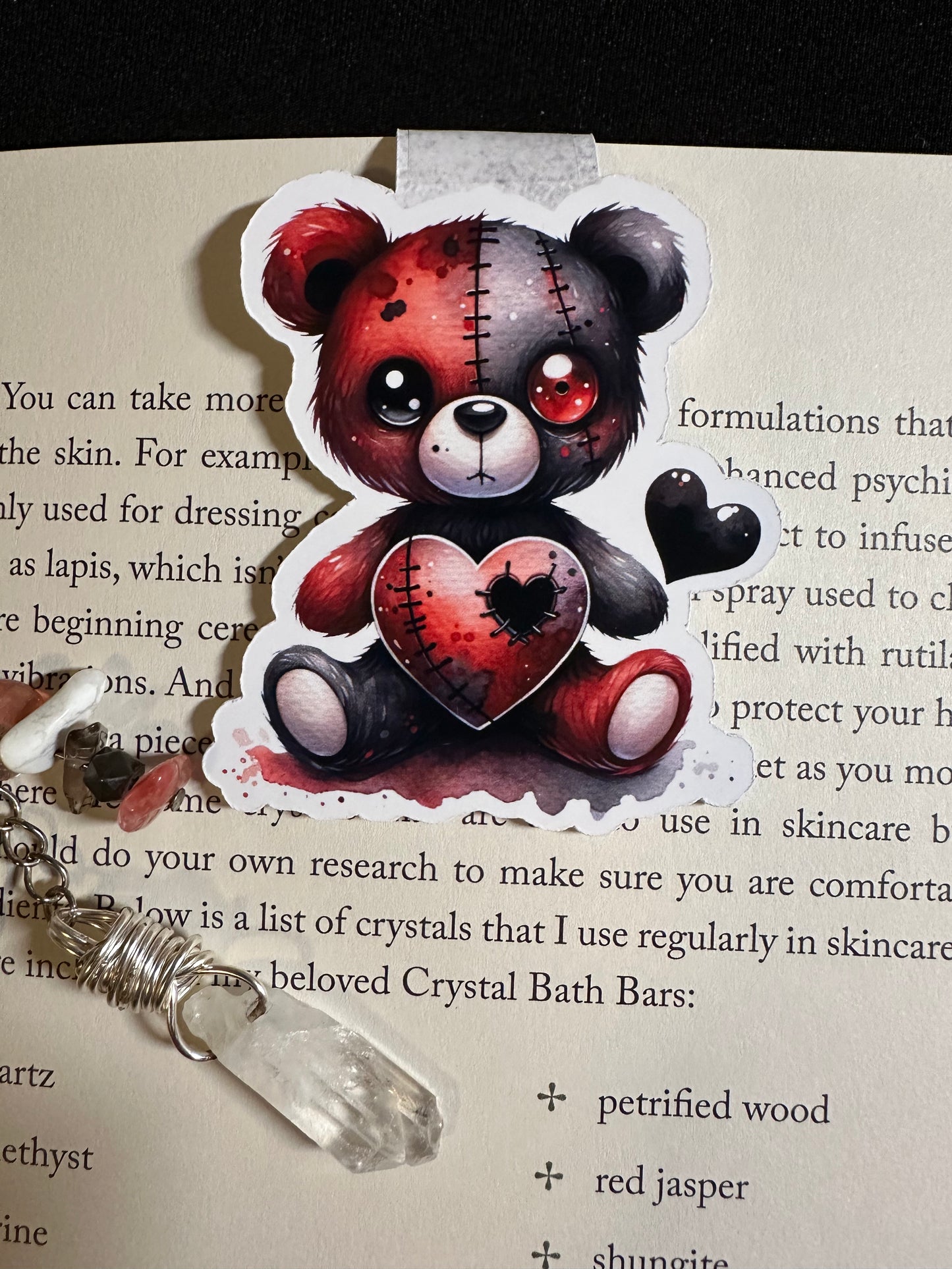 Teddy With Stitched Heart Magnetic Bookmark