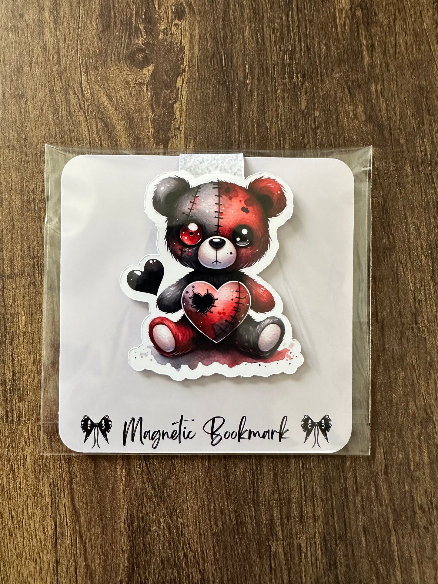 Teddy With Stitched Heart Magnetic Bookmark