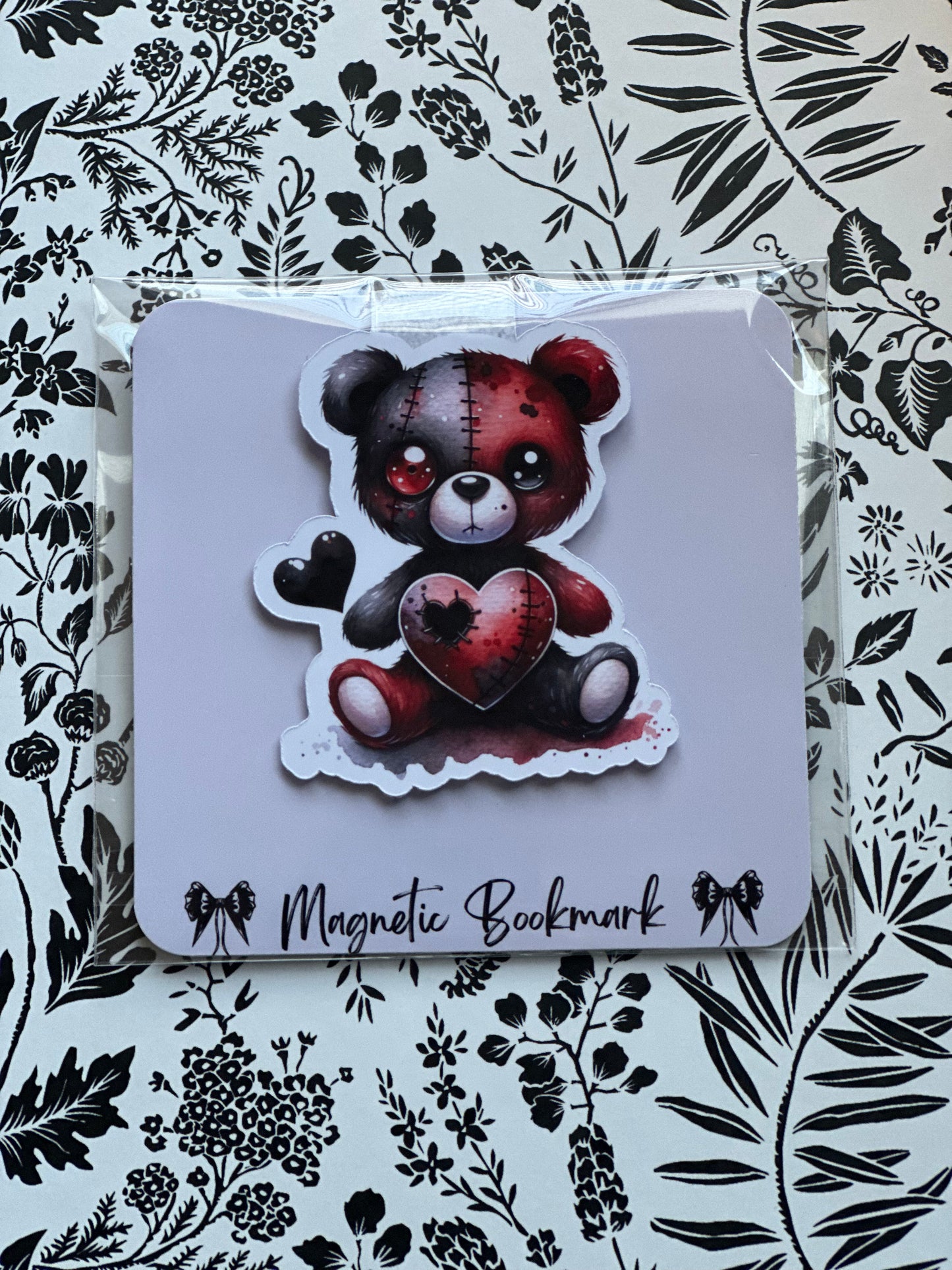 Teddy With Stitched Heart Magnetic Bookmark