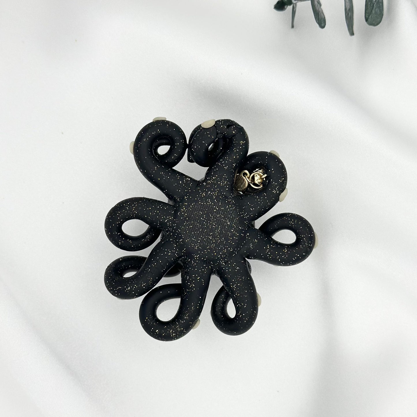 Mischievous Octopus Desk Pet Black Glitter with Glow in Dark Suckers