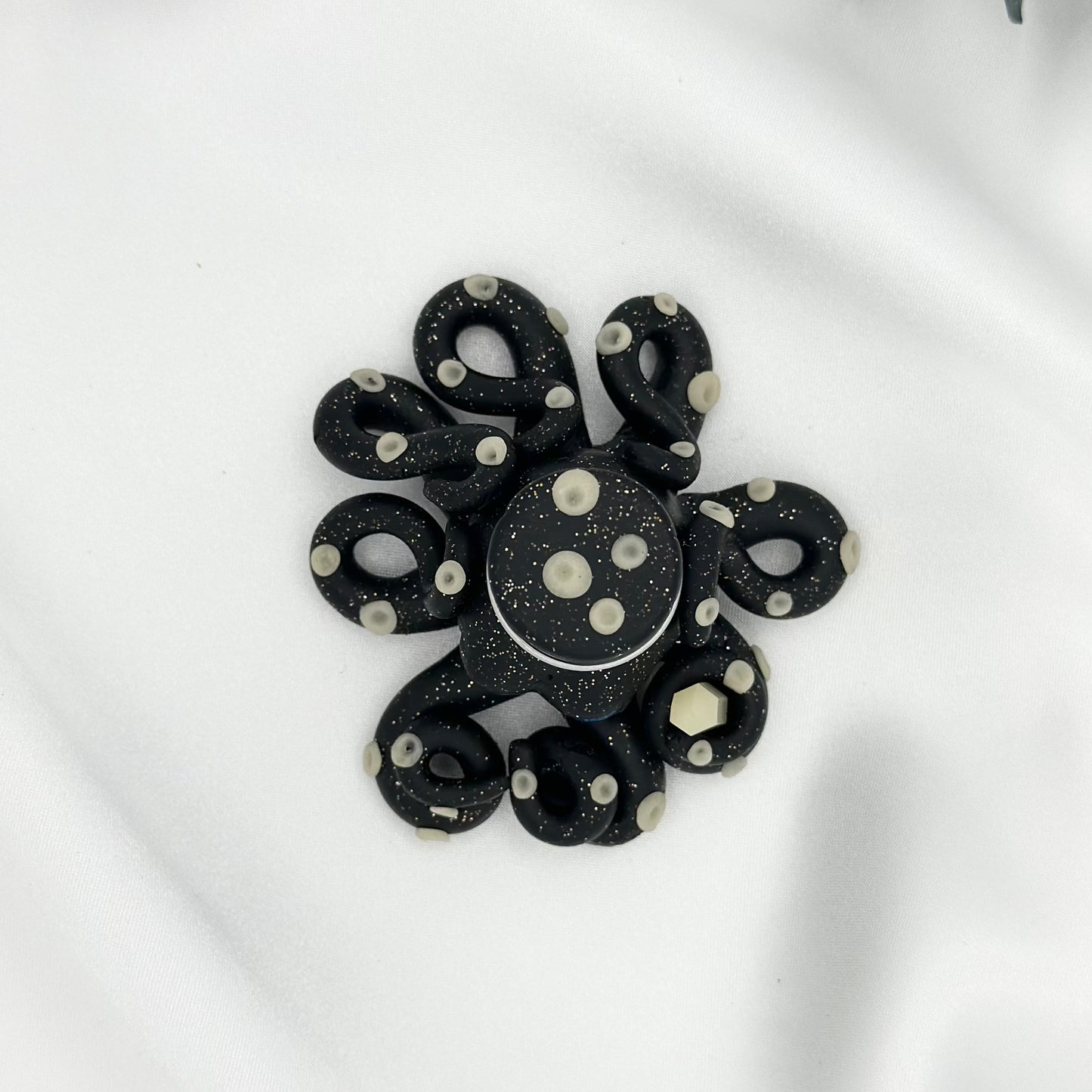 Mischievous Octopus Desk Pet Black Glitter with Glow in Dark Suckers
