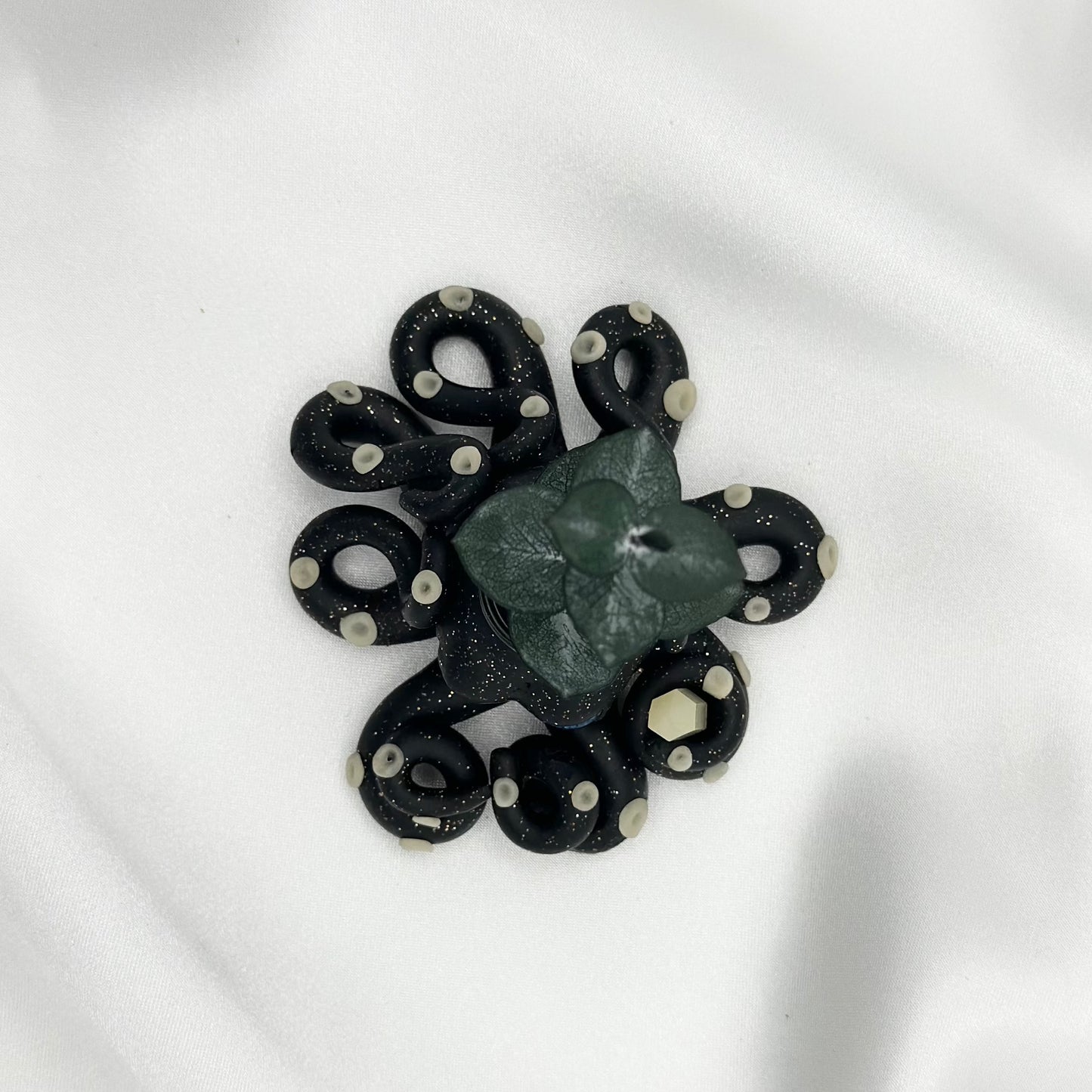 Mischievous Octopus Desk Pet Black Glitter with Glow in Dark Suckers