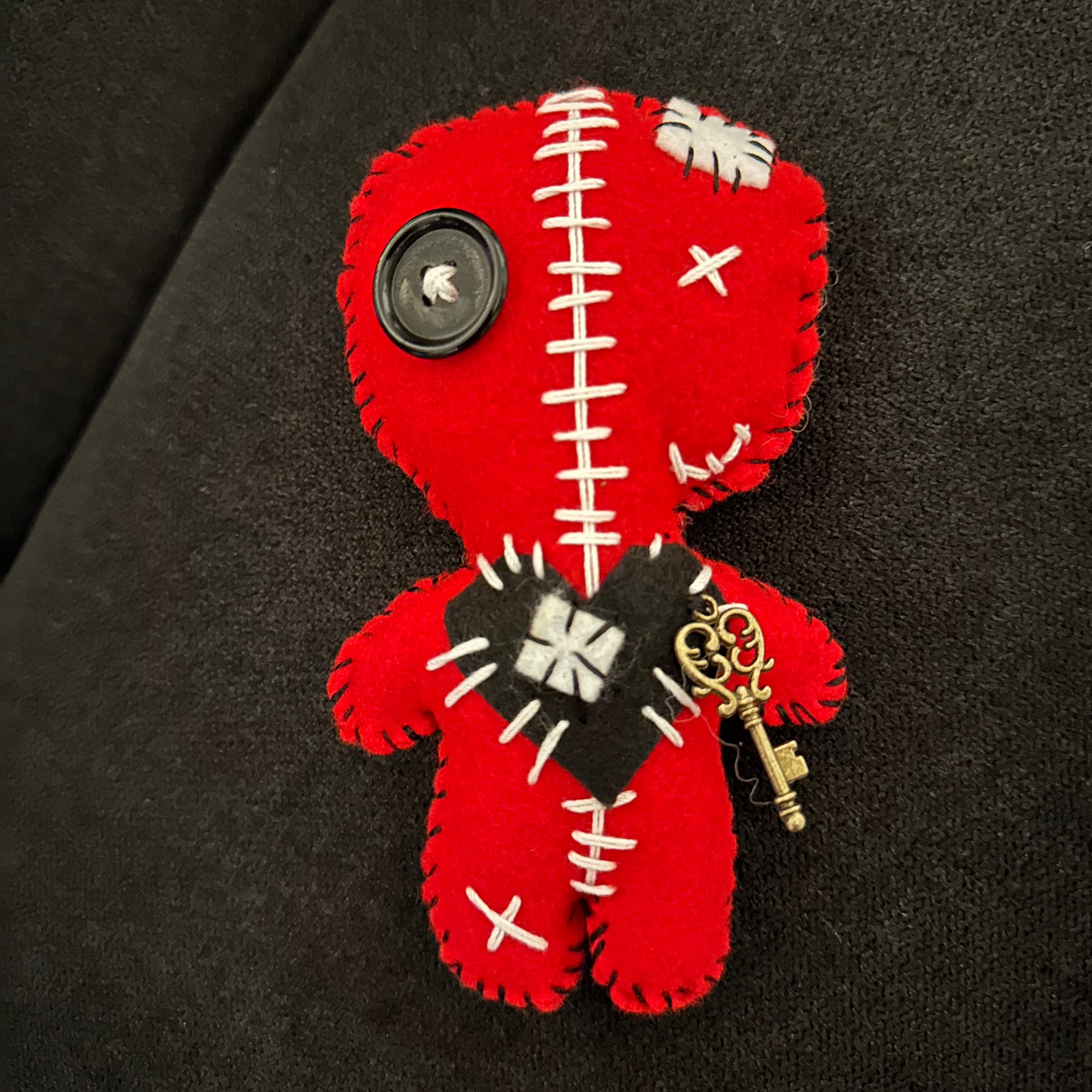 Voodoo Doll Red with Black Heart