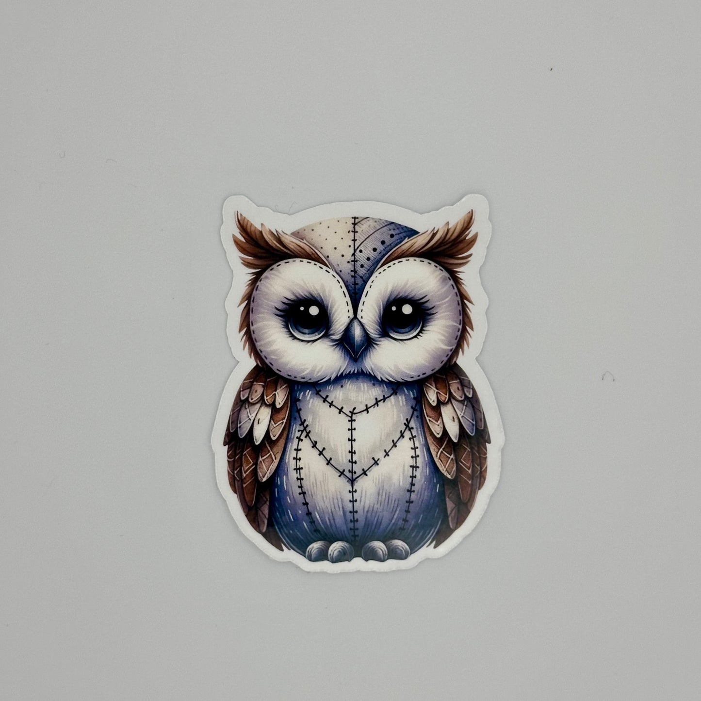 Stitched Owl Vinyl Sticker
