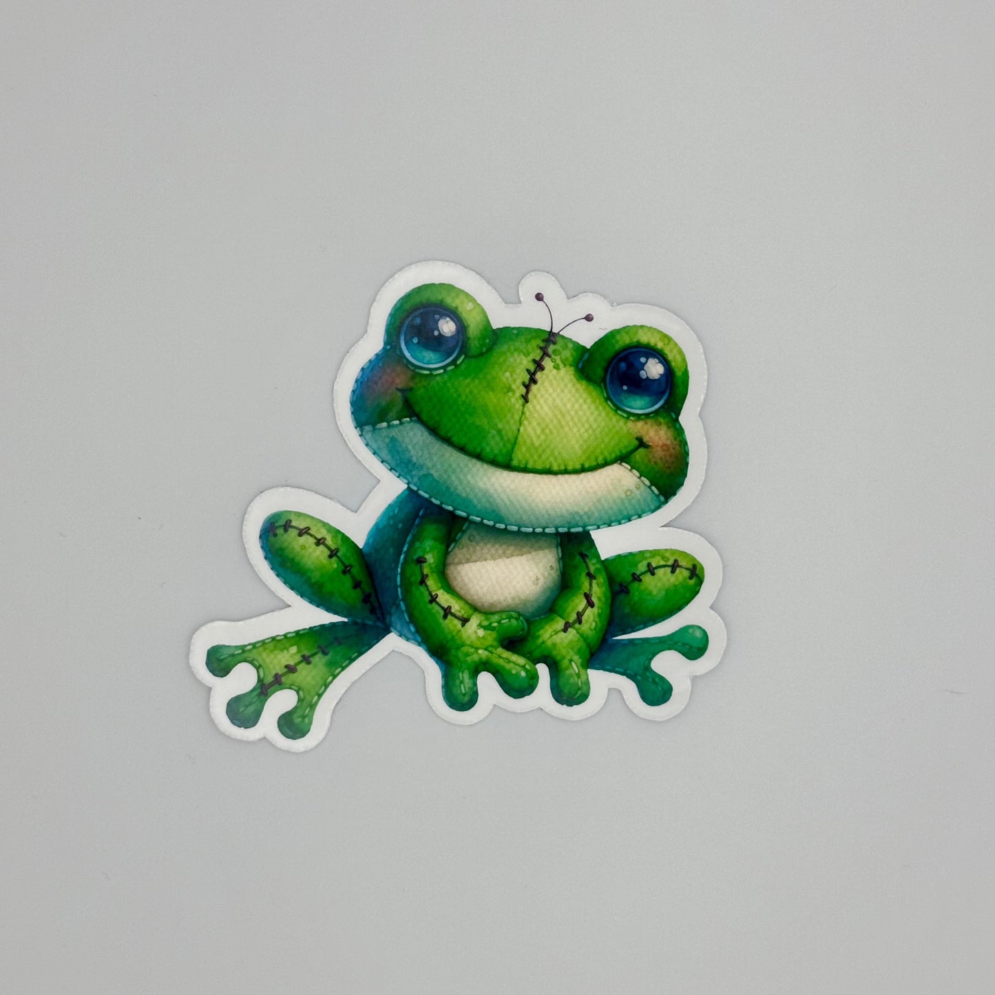 Stitched Frog Vinyl Sticker