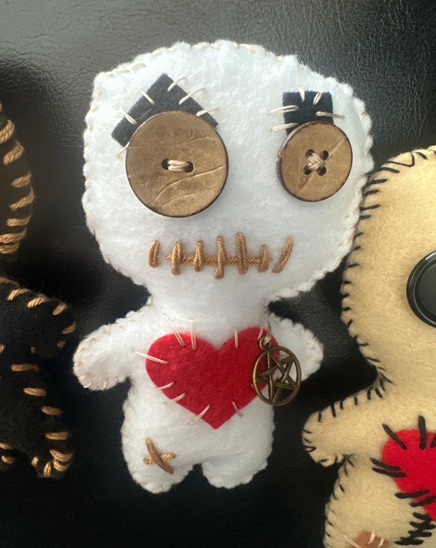 Voodoo Doll White with Red Heart