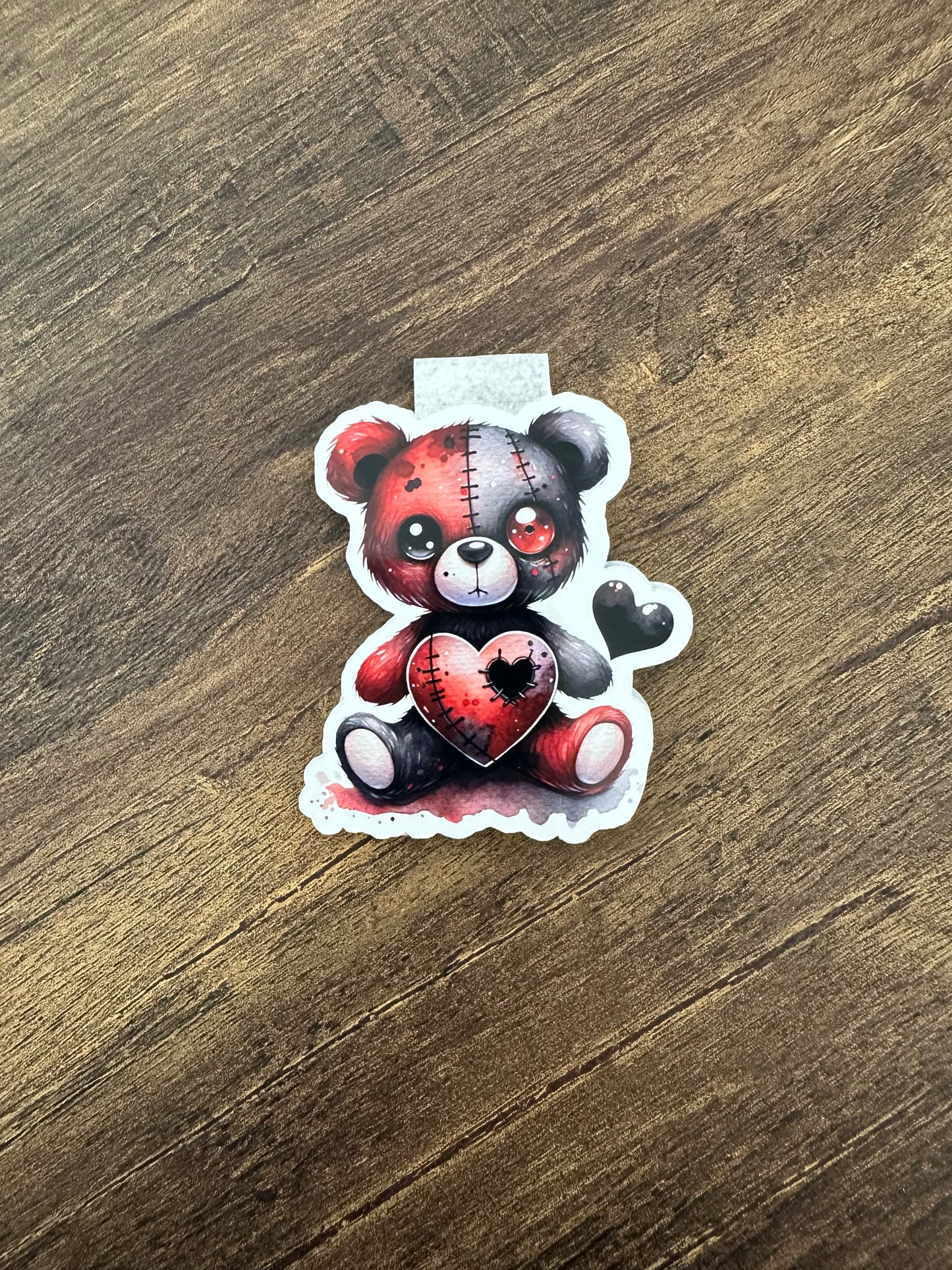 Teddy With Stitched Heart Magnetic Bookmark