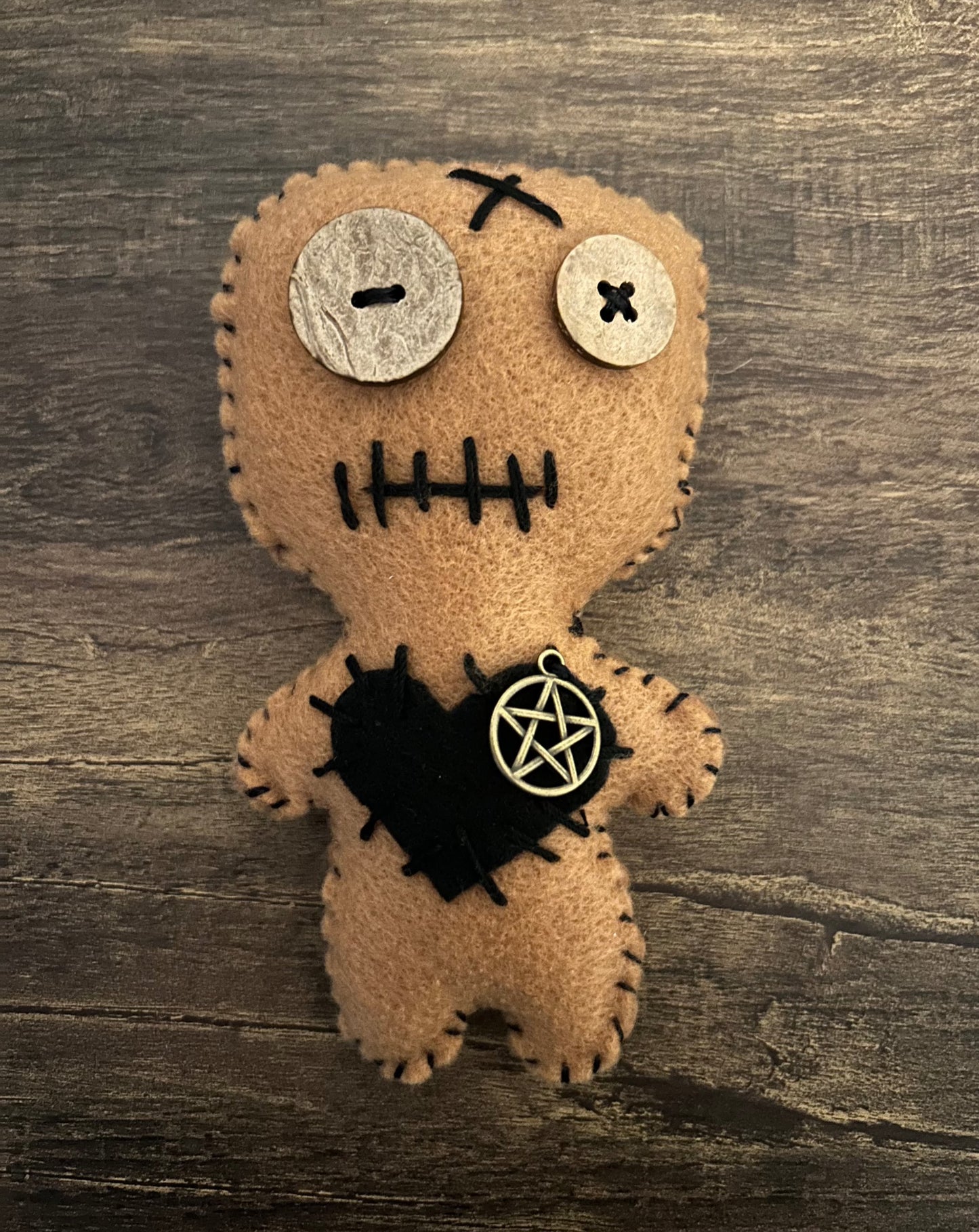 Voodoo Doll Brown with Black Heart