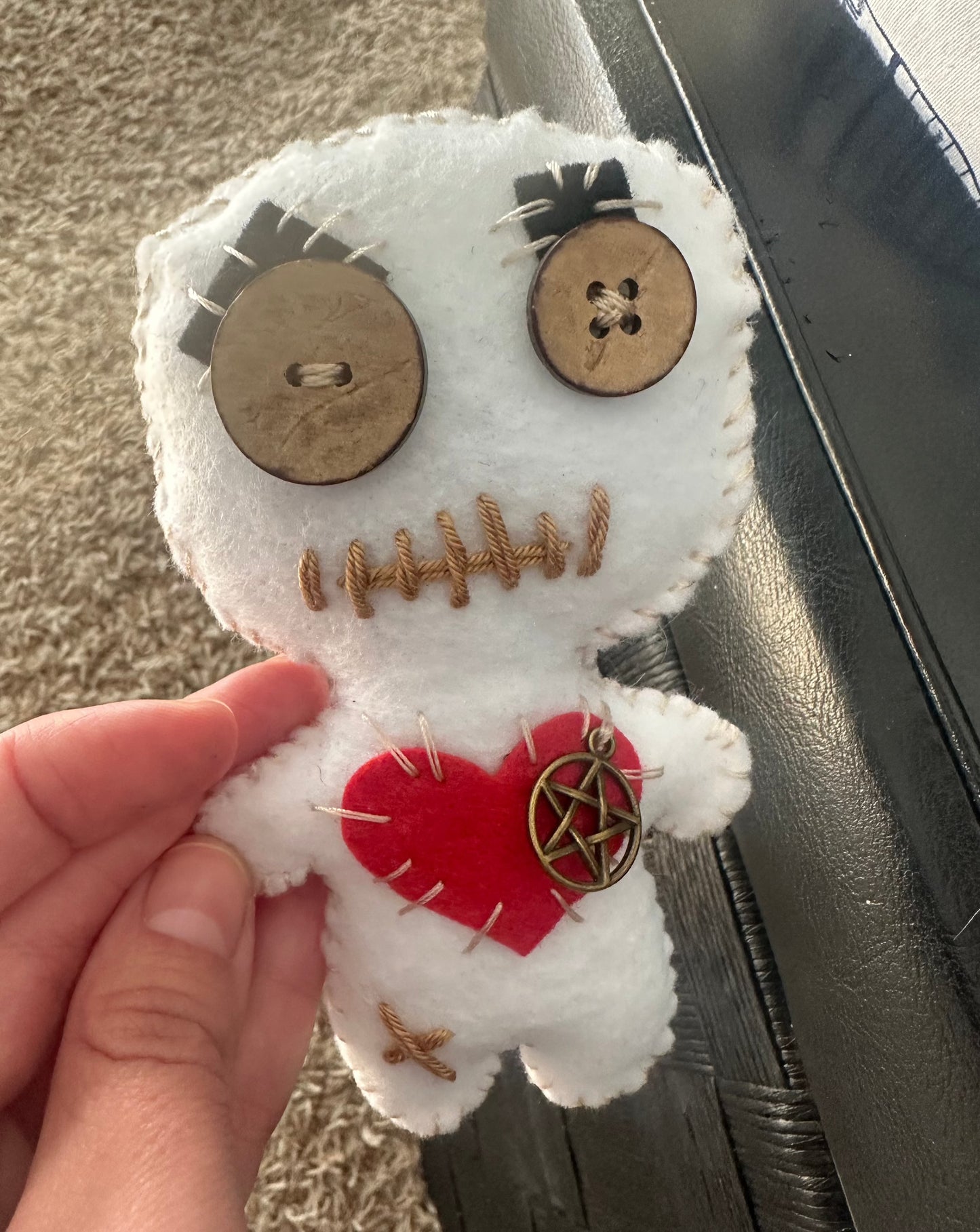 Voodoo Doll White with Red Heart